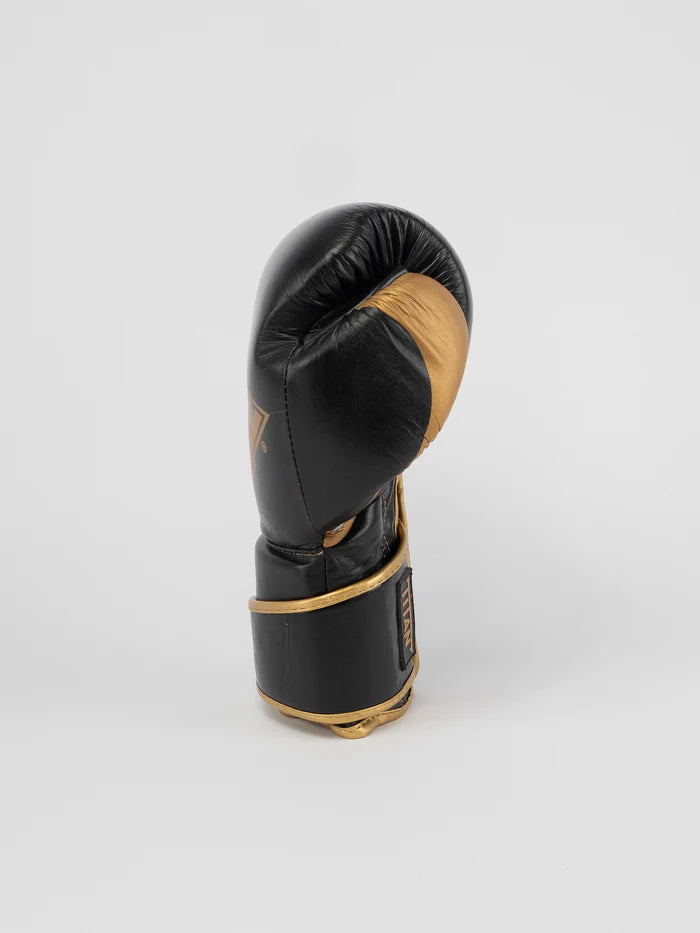 Vista laterale guantone Metal Boxe Titan nero oro, dettaglio supporto pollice