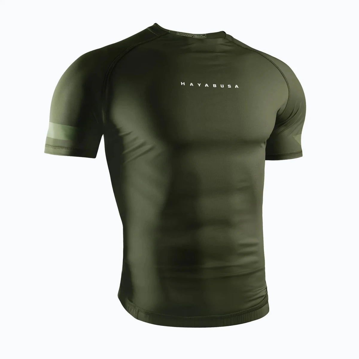 Rash guard Hayabusa Core verde militar de manga corta para agarre.