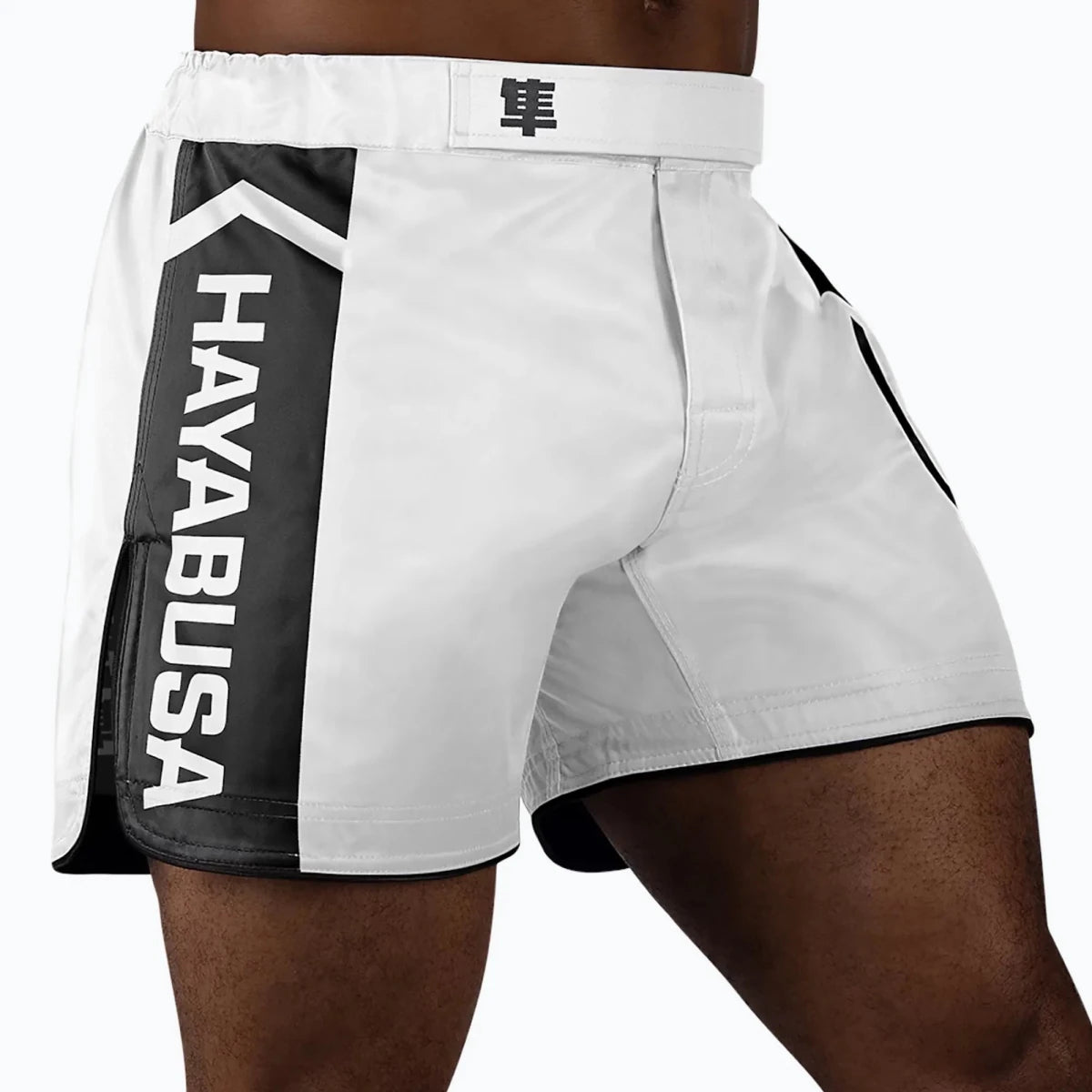 Parte trasera de los pantalones cortos de carrera de alta movilidad blancos Hayabusa Icon.