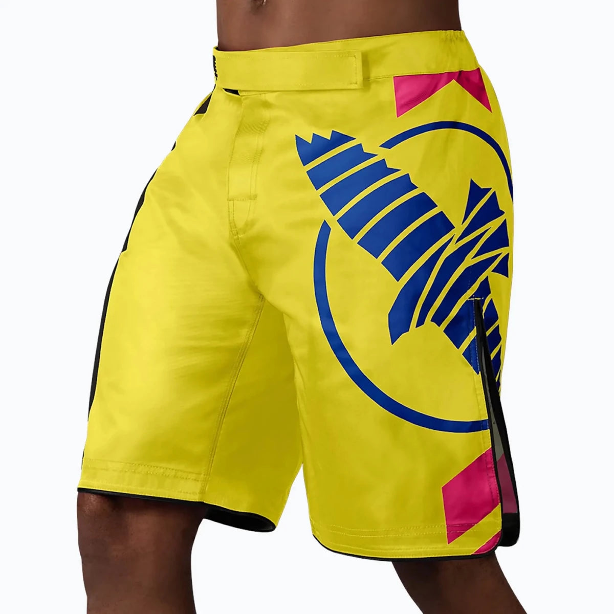 Shorts de lucha Hayabusa Icon amarillos de alta visibilidad para MMA.