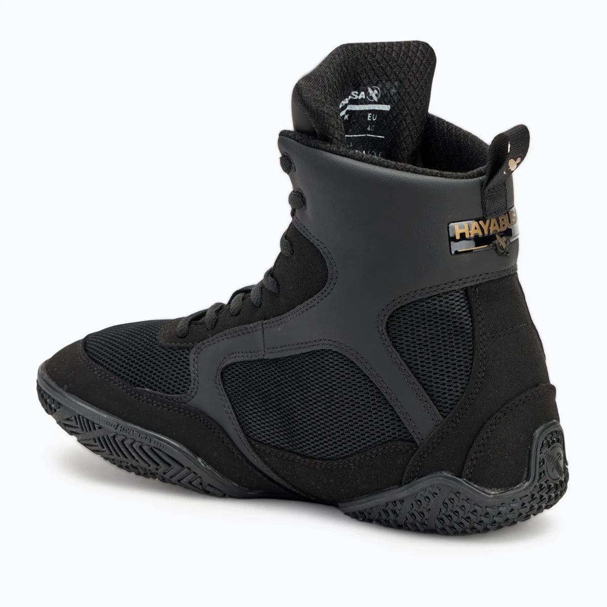 Technické provedení boxerské boty Hayabusa Pro černo-zlatý profil.