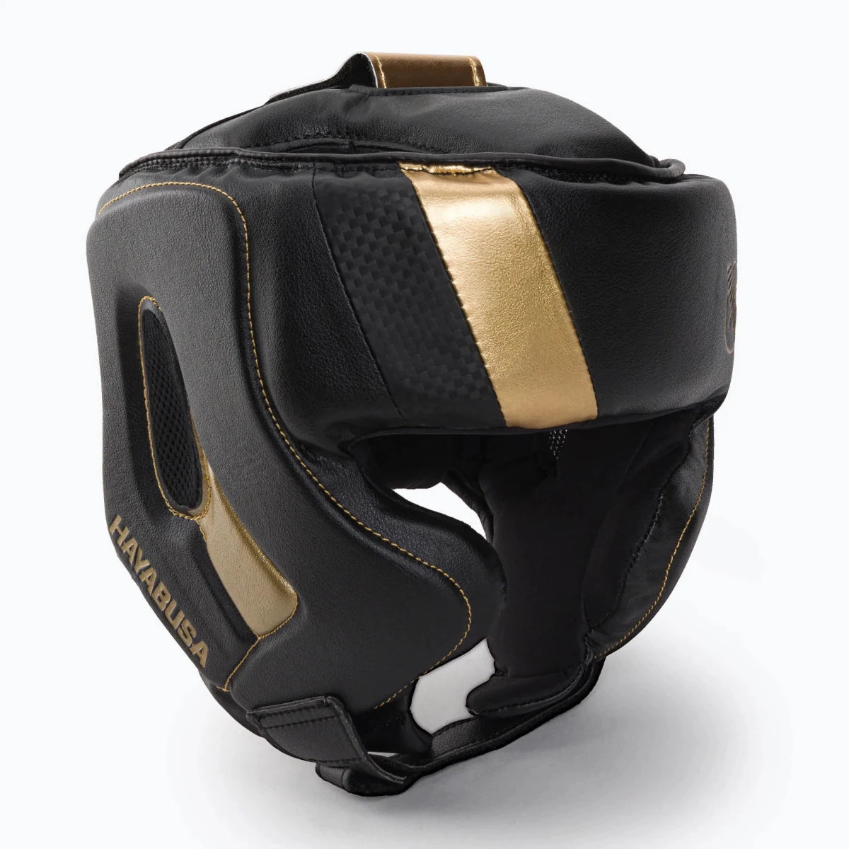 Casque Hayabusa T3 noir et or avec protège-joues, édition spéciale boxe.