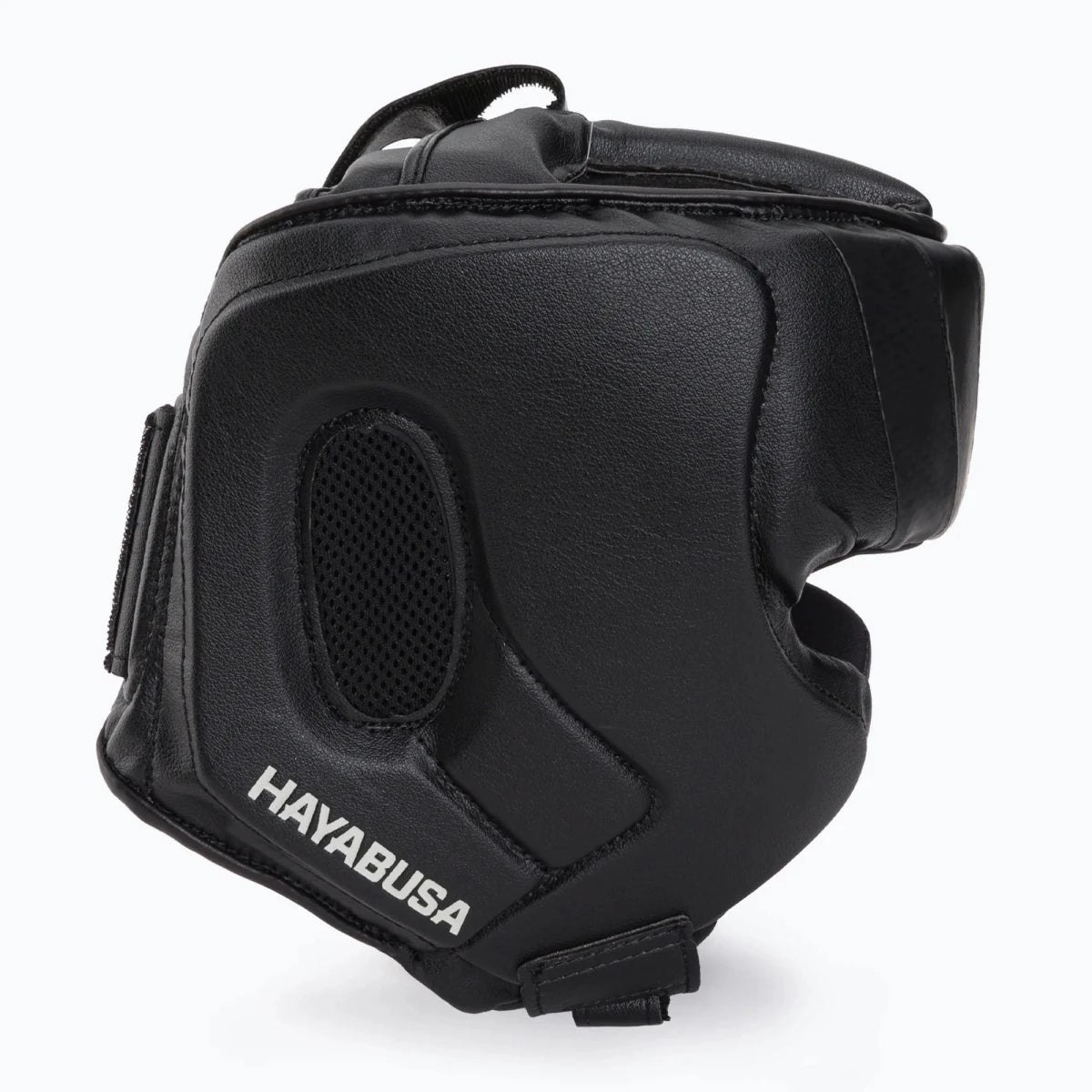 Vista lateral Casco protector Hayabusa T3 negro para sparring.