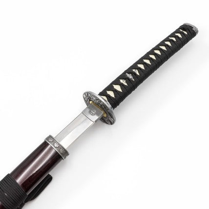 Katana Decorativa in Acciaio Inox Bordeaux e Argento