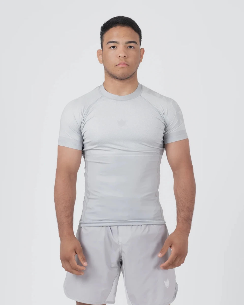 Front view of the Kingz Ghost technical rashguard for combat sports and No-Gi