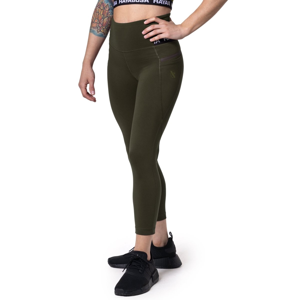 Vue de face du legging 3/4 femme Hayabusa High Rise vert olive