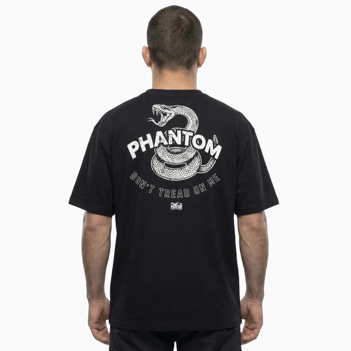 Tampak belakang kaos atletik Phantom Don't Tread On Me yang menampilkan grafis Gadsden Snake