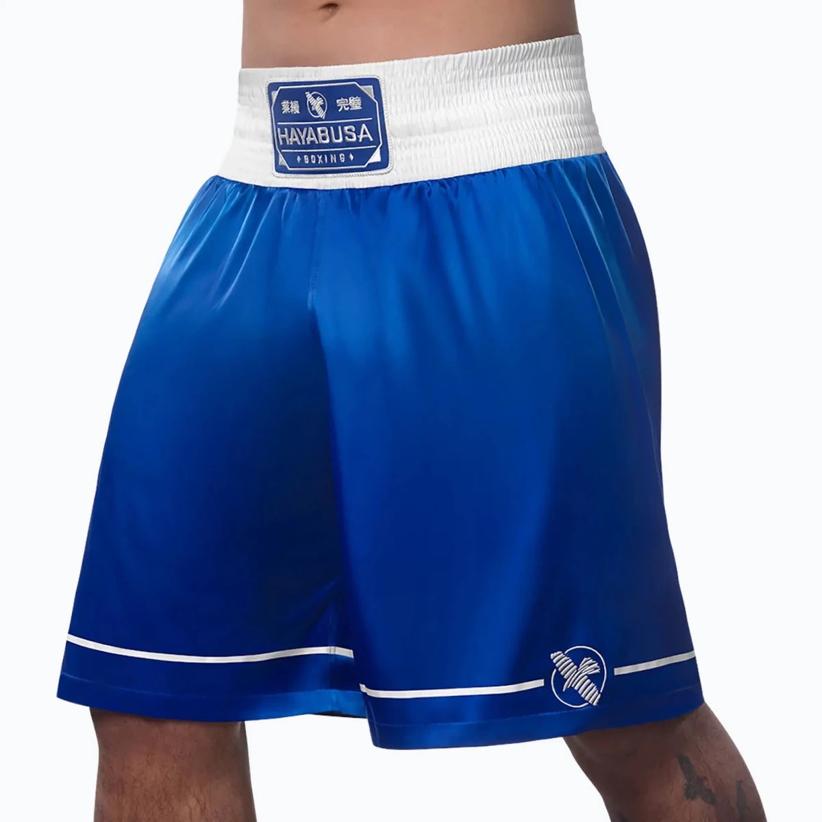 Hayabusa boxing shorts blue front