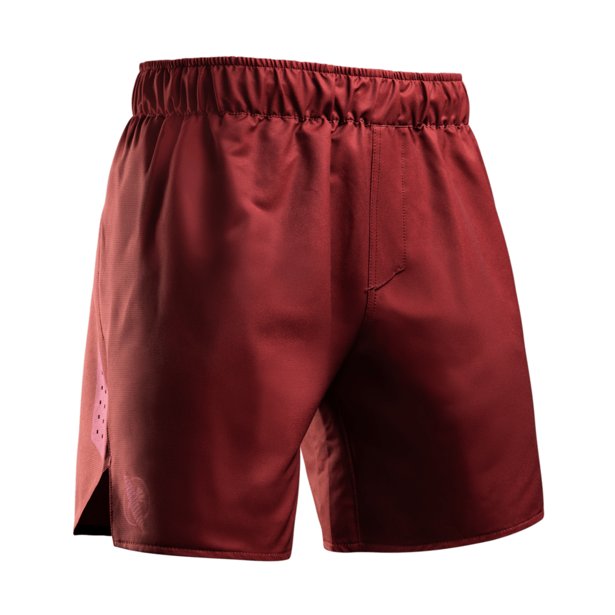 Vue de face du short de grappling Hayabusa Core rouge avec logo et fermeture à cordon