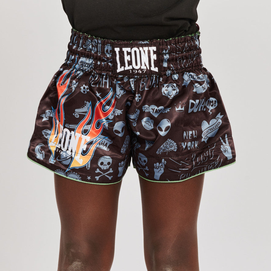 Pantalones cortos Leone para patadas y muay thai para niños Flames