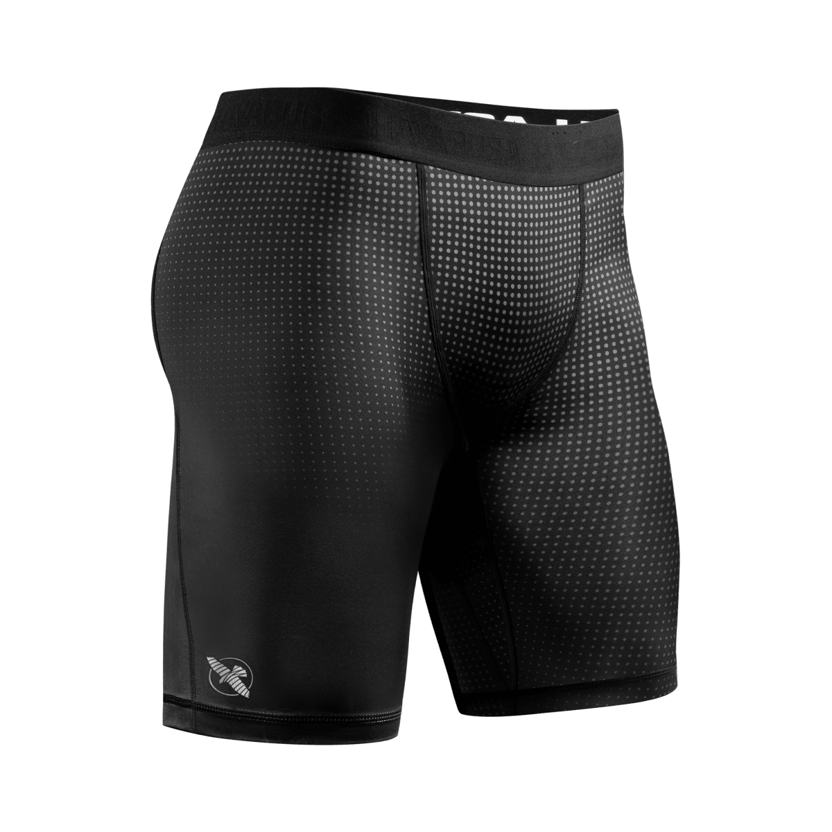 Vista frontal do Vale Tudo Hayabusa Core Shorts Preto, Shorts de Compressão para MMA