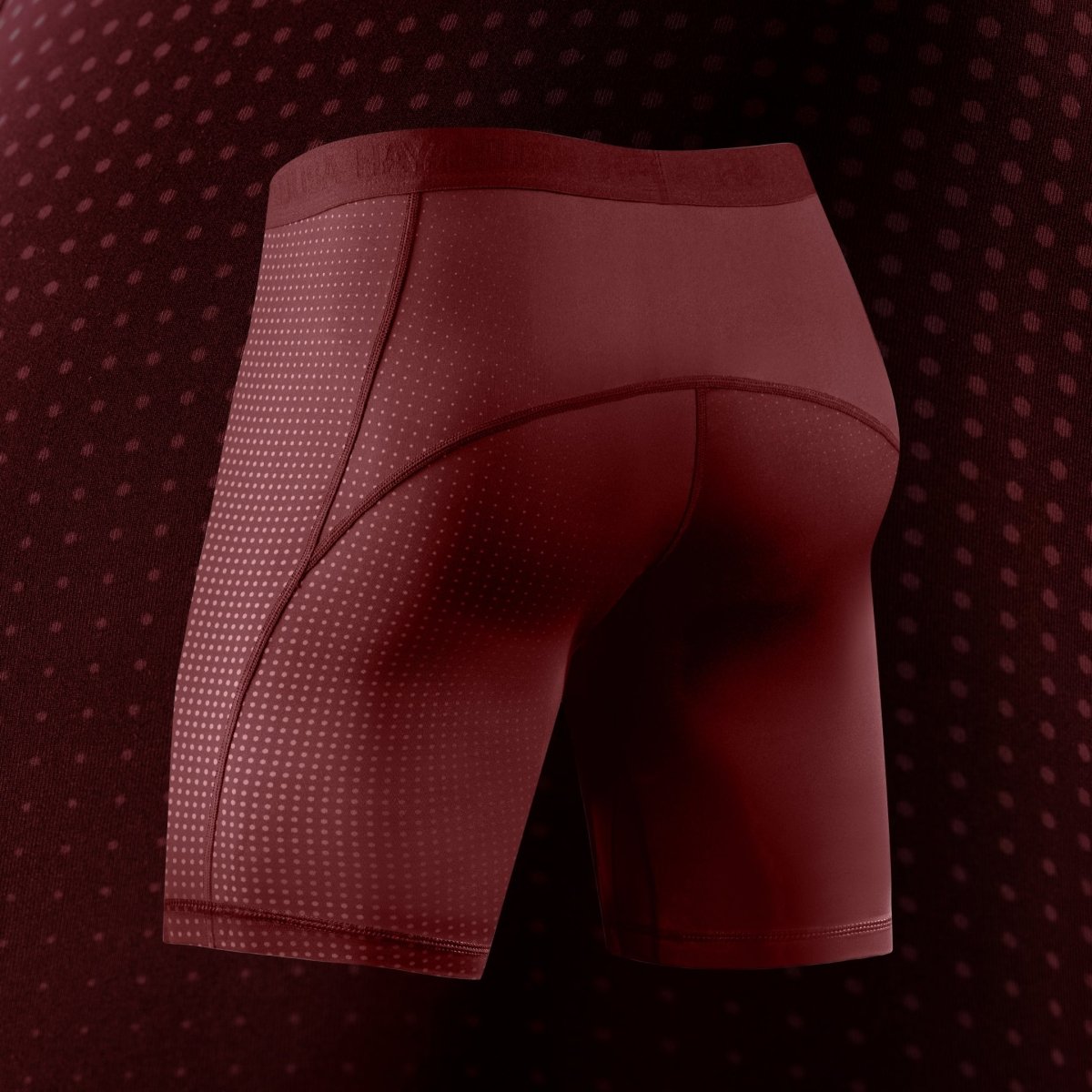 Vue arrière du short rouge Hayabusa Core, coutures flatlock anti-frottements