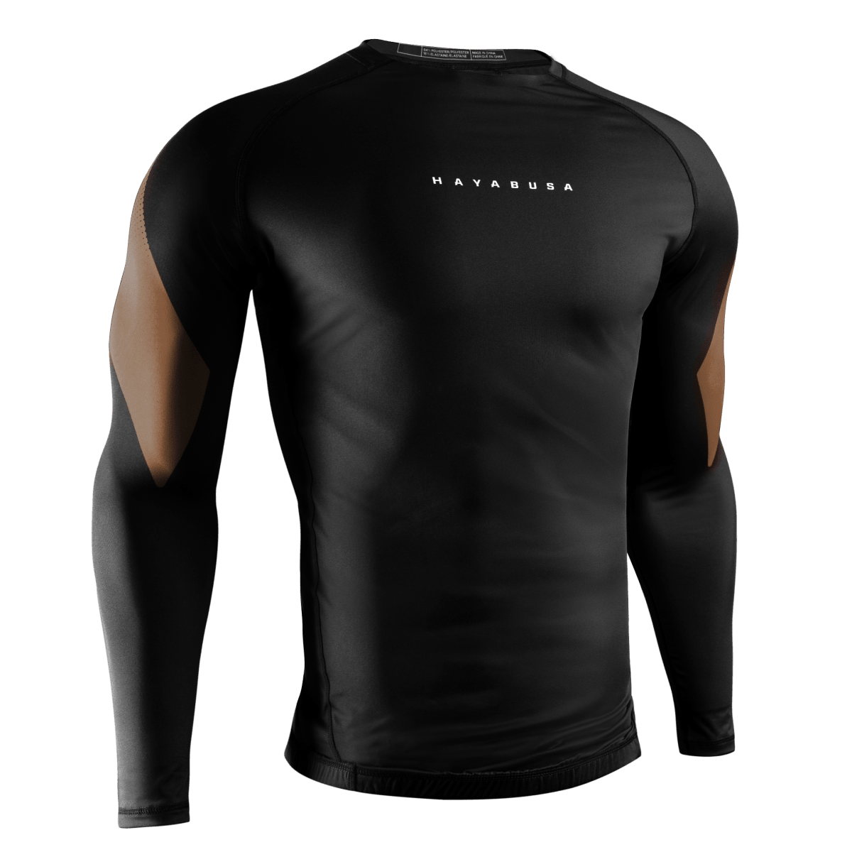 Vista frontal del lycra marrón Hayabusa Pro Clasificado, protección profesional para cinturones marrones