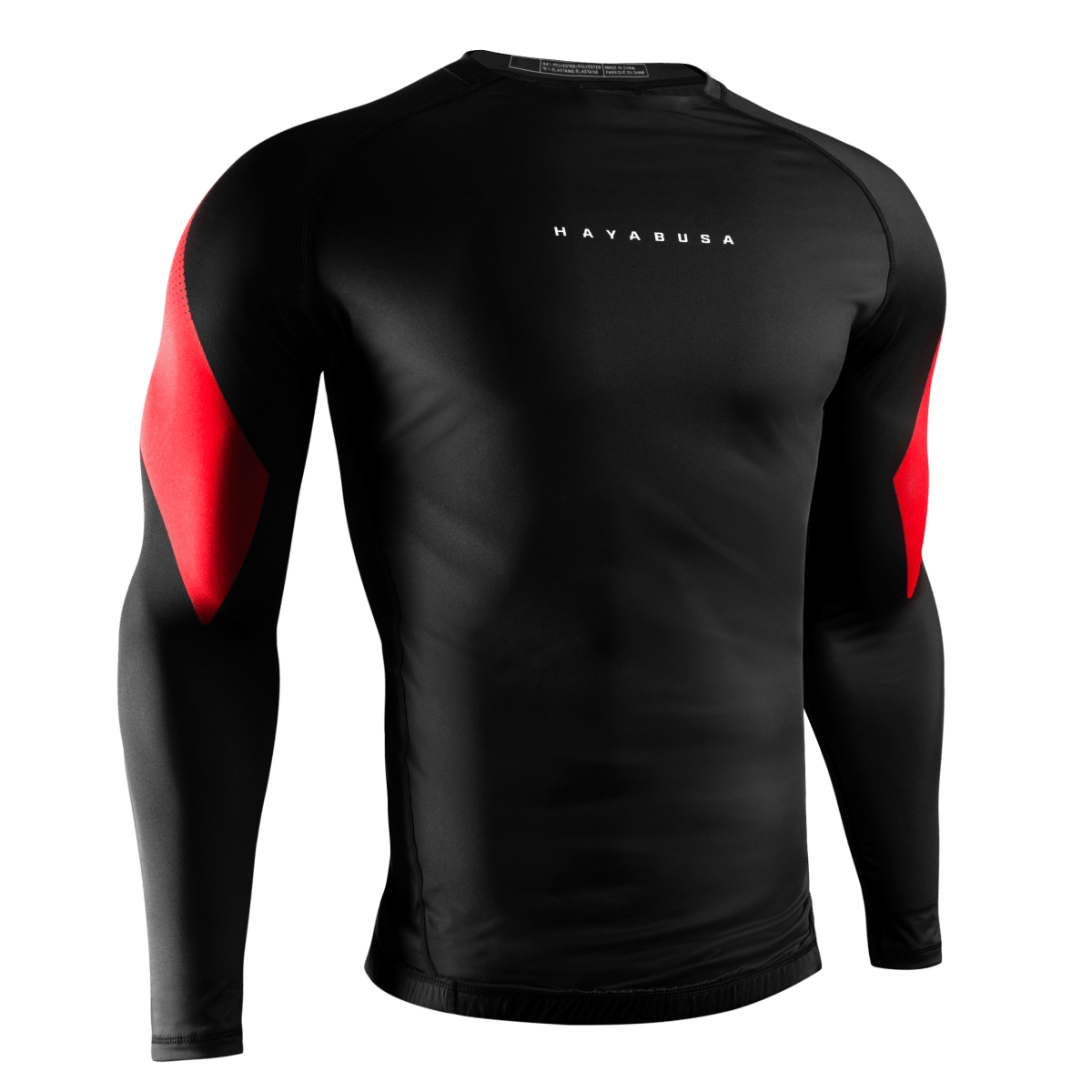 Vista frontal de la lycra negra Hayabusa Pro Clasificado, ajuste élite para cinturones negros