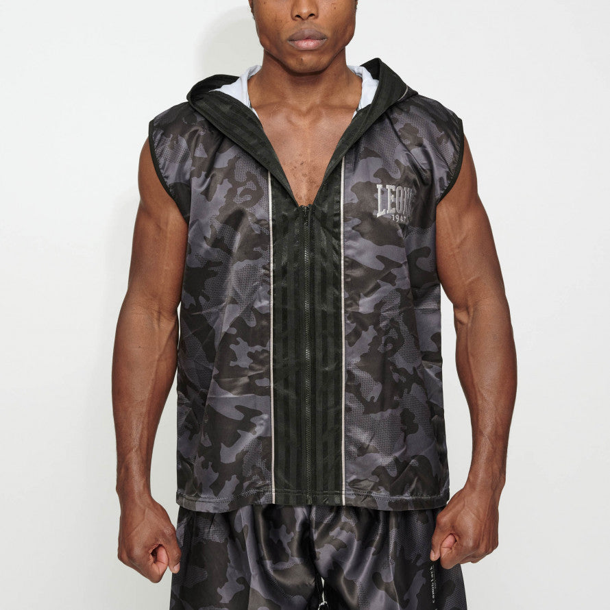 Leone da Ring sleeveless jacket with hood and zip
